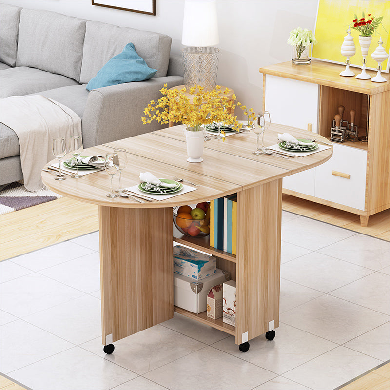 Mid-Century Modern Dining Table Wood Drop-Leaf Home Use Dining Table