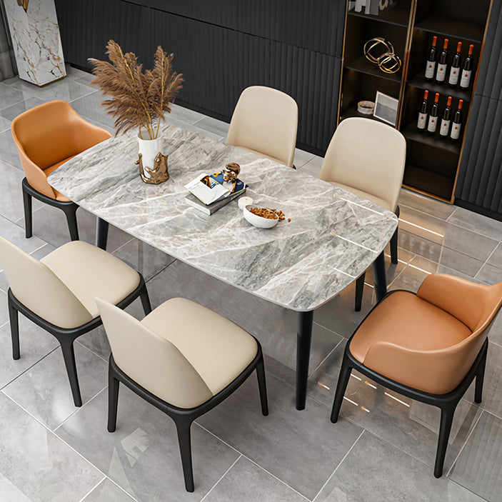 Rectangle Modern Dining Table Four-Color Fixed Table with Sintered Stone