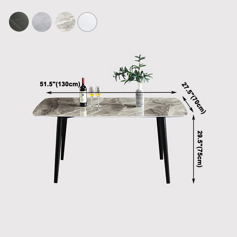 Rectangle Modern Dining Table Four-Color Fixed Table with Sintered Stone