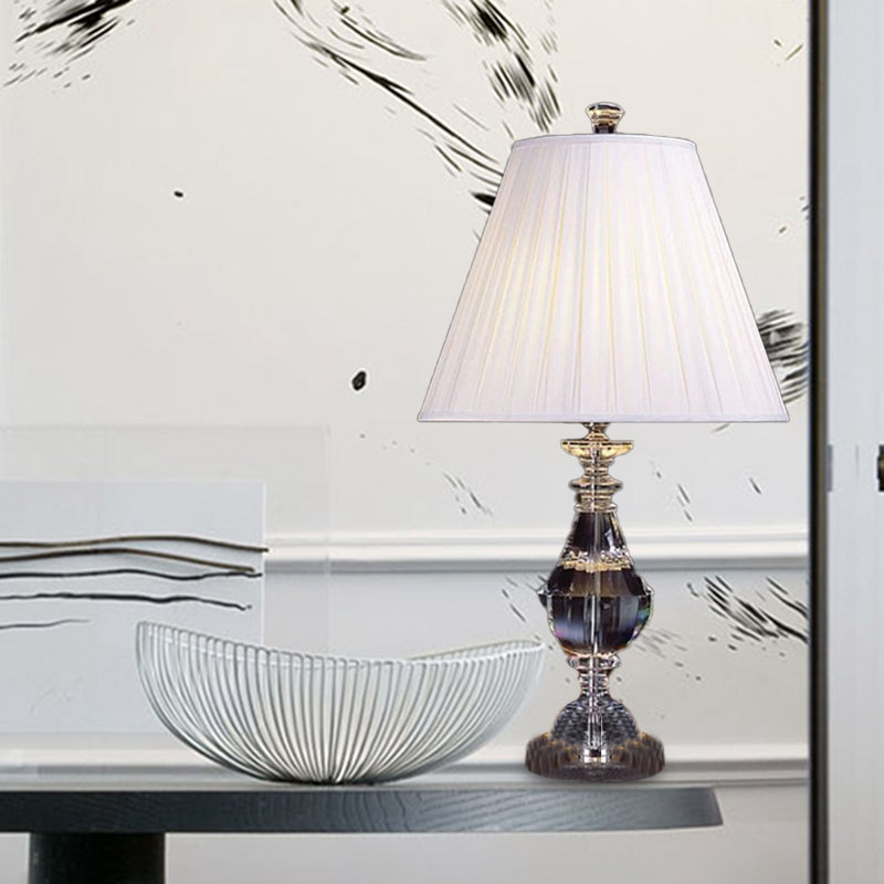 Lampada da comodino a forma di urna Moderna in cristallo smussato 14"/16" di larghezza Lampada da lettura bianca a 1 testa