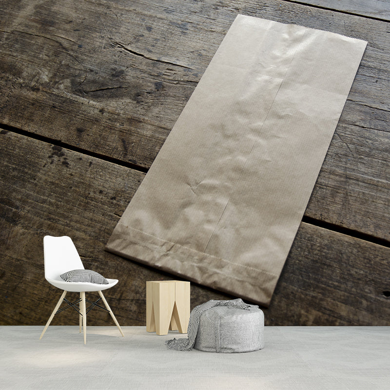 Wood Grain Industrial Style Mural for Dining Room, Personalized Size Available