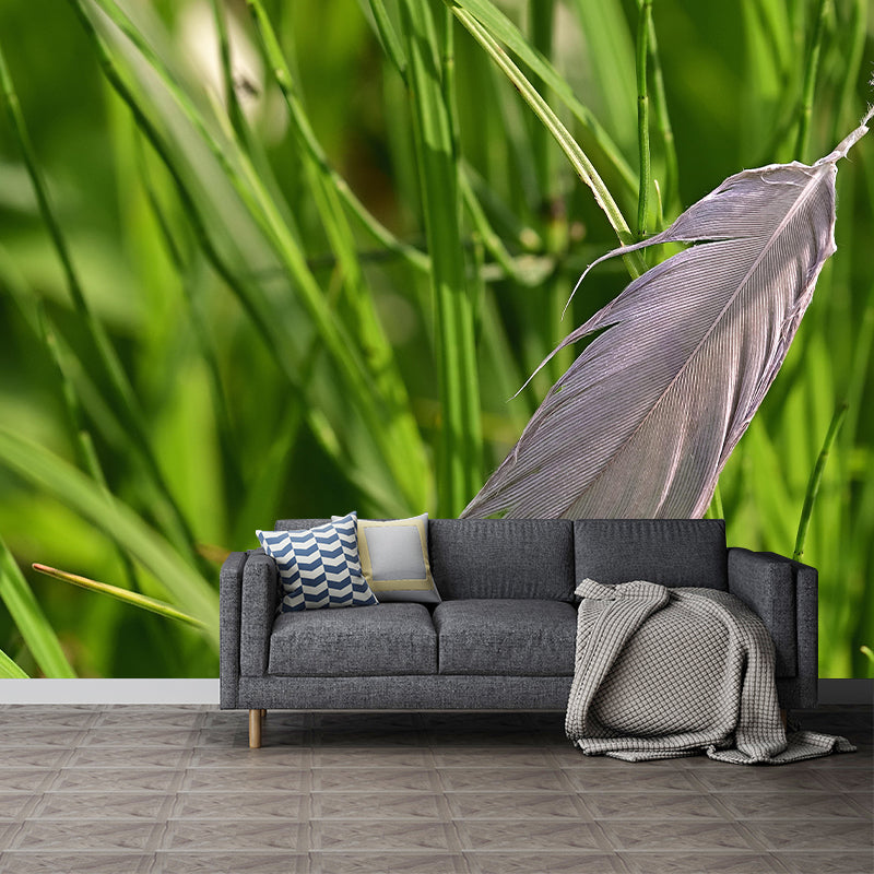 Mildew Resistant Feather Mural Wallpaper Decorative Wall Art for Bedroom