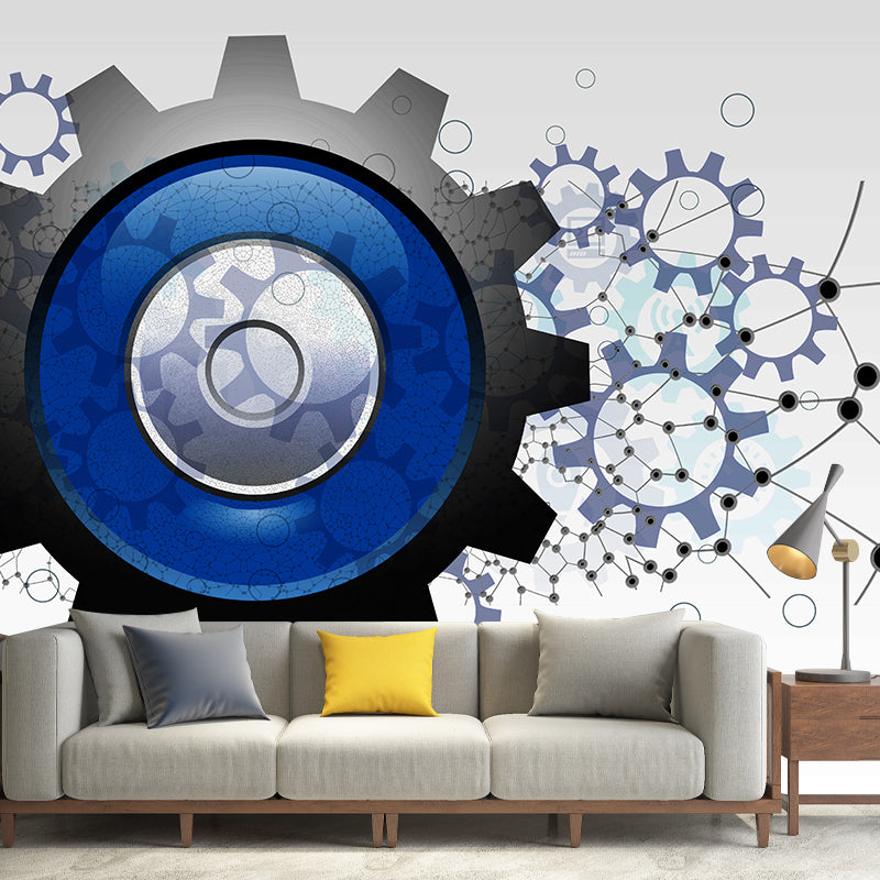 Industrial Style Gearwheel Mural for Living Room Bedroom, Removable, Customized Size