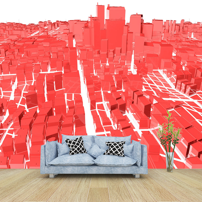 Building Illustration Mural Personalized Size Wall Covering for Meeting Room