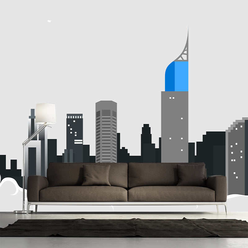 Building Illustration Mural Personalized Size Wall Covering for Meeting Room