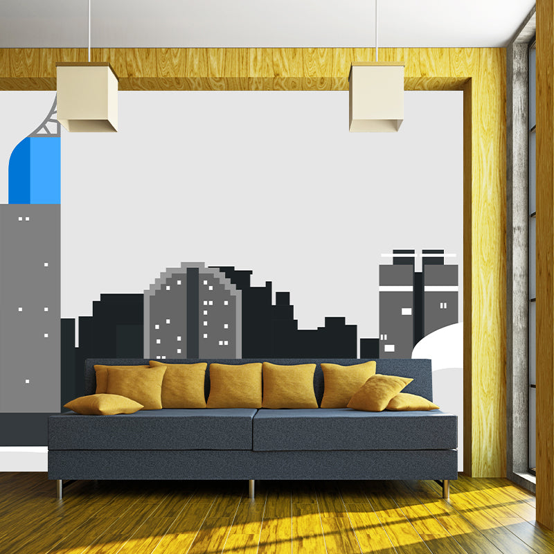 Building Illustration Mural Personalized Size Wall Covering for Meeting Room