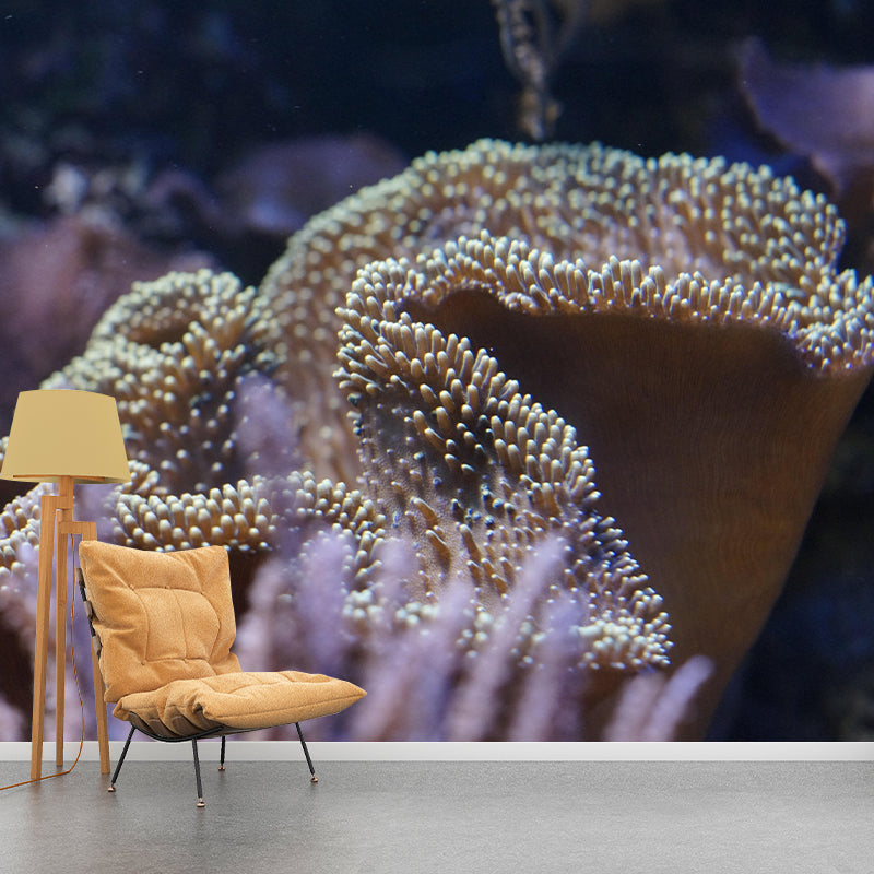 Mildew Resistant Seabed Mural Wallpaper Tropical Beach Style for Decoration