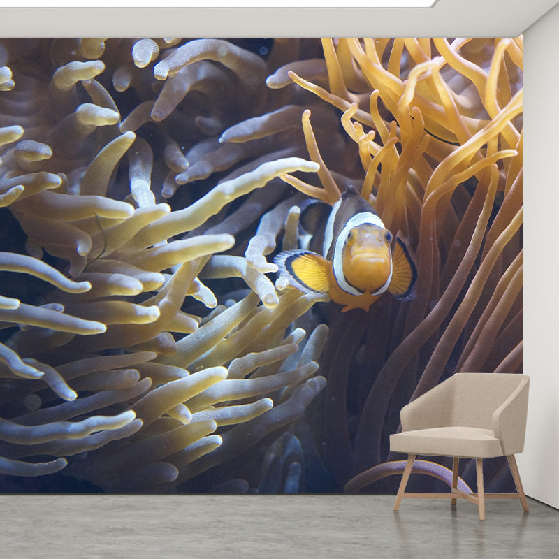 Seabed Mural Wallpaper Tropical Beach Mildew Resistant for Living Room