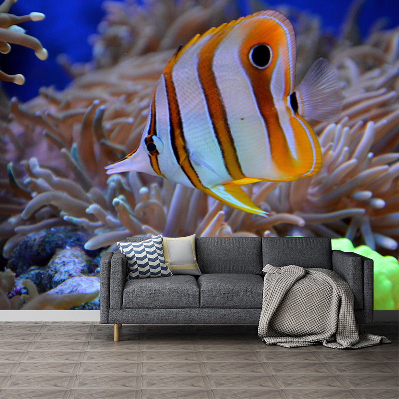 Seabed Mural Wallpaper Tropical Beach Mildew Resistant for Living Room