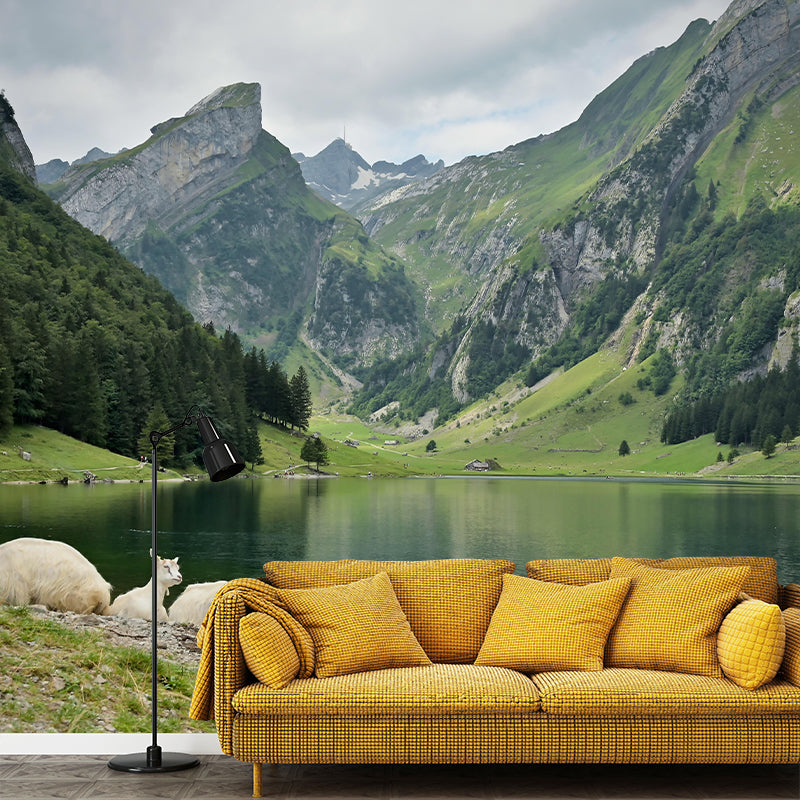 Tall Mountain Mural Wallpaper Modern Style Mildew Resistant Office Wall Mural