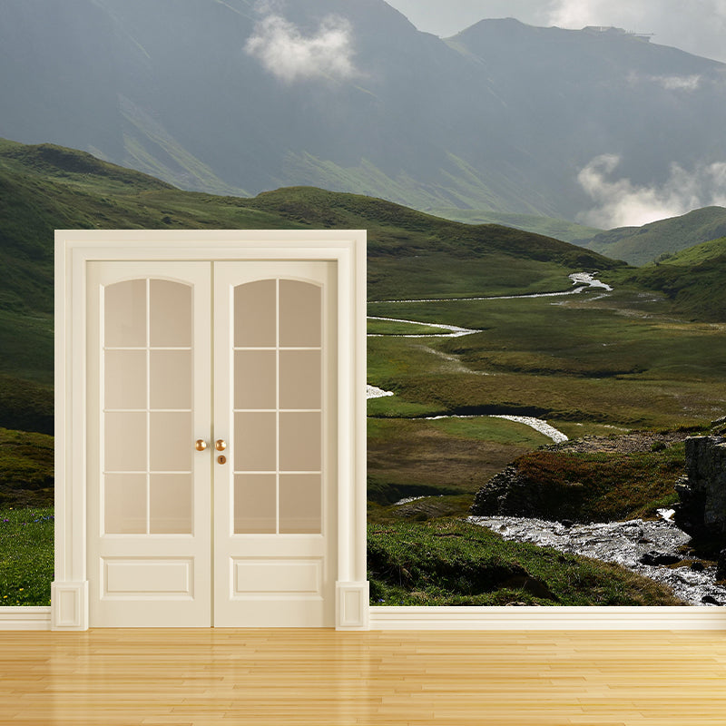 Tall Mountain Mural Wallpaper Modern Style Mildew Resistant Office Wall Mural