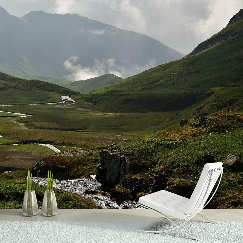 Tall Mountain Mural Wallpaper Modern Style Mildew Resistant Office Wall Mural