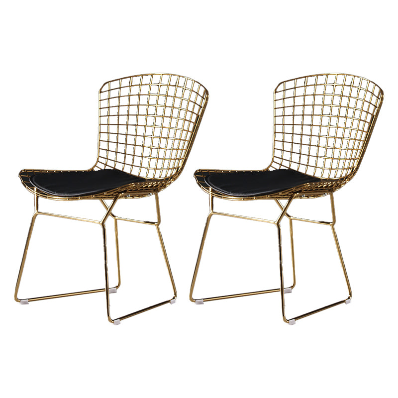 Chaise d'appoint de salle à manger en métal Glam, chaise rembourrée sans accoudoirs à dossier croisé pour salle à manger