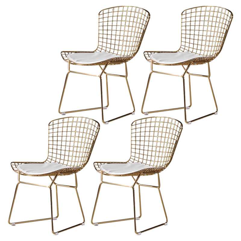 Chaise d'appoint de salle à manger en métal Glam, chaise rembourrée sans accoudoirs à dossier croisé pour salle à manger