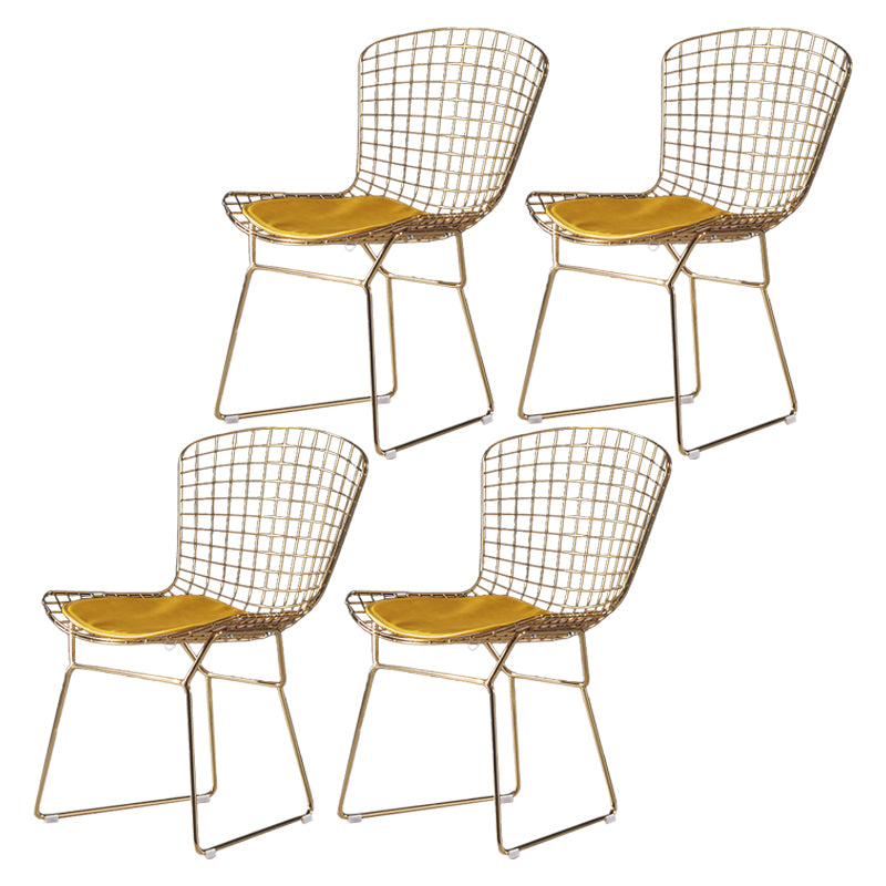 Chaise d'appoint de salle à manger en métal Glam, chaise rembourrée sans accoudoirs à dossier croisé pour salle à manger