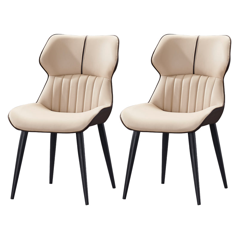 Chaise d'appoint de salle à manger moderne pour la maison, chaises de salle à manger sans accoudoirs en cuir (Ensemble de 2)