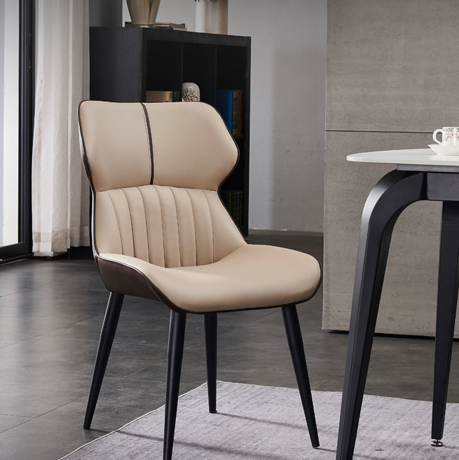 Chaise d'appoint de salle à manger moderne pour la maison, chaises de salle à manger sans accoudoirs en cuir (Ensemble de 2)