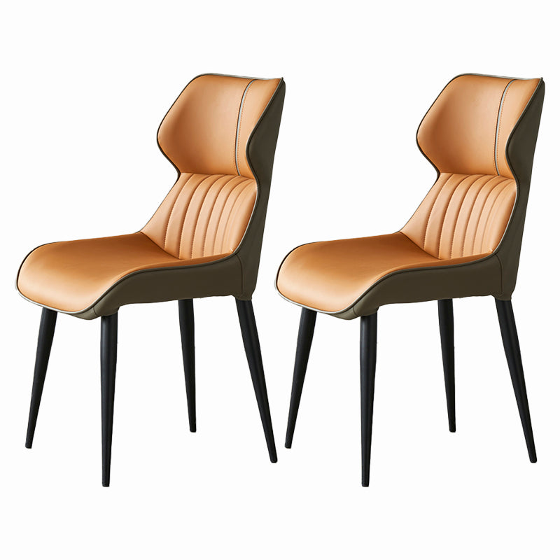 Chaise d'appoint de salle à manger moderne pour la maison, chaises de salle à manger sans accoudoirs en cuir (Ensemble de 2)