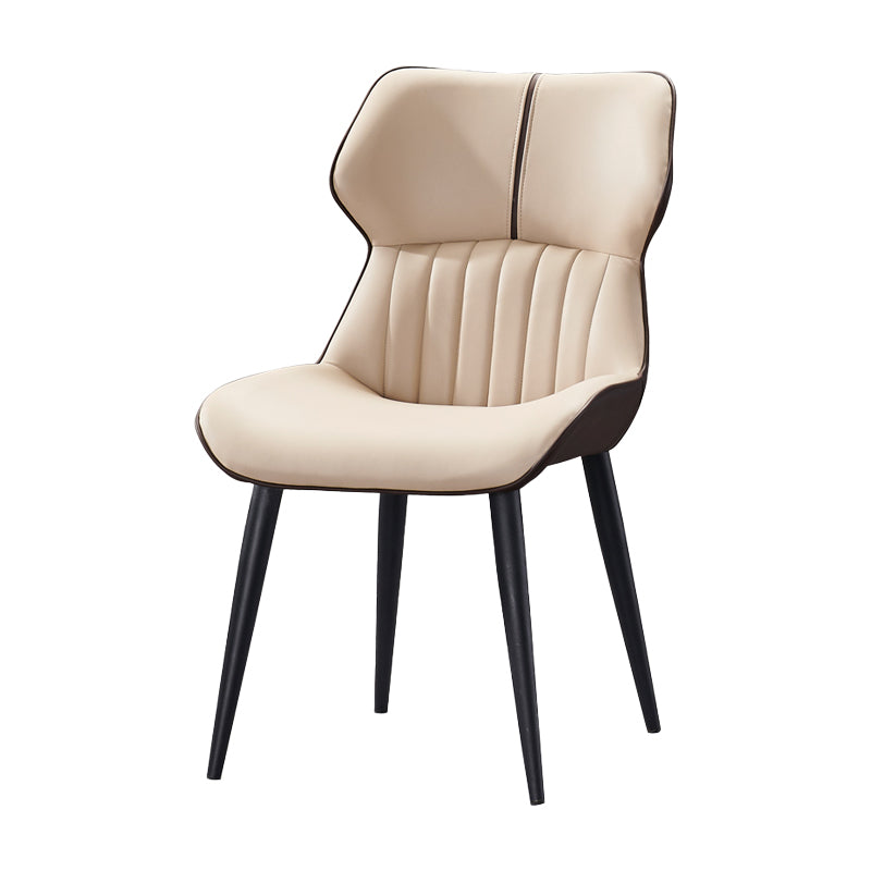 Chaise d'appoint de salle à manger moderne pour la maison, chaises de salle à manger sans accoudoirs en cuir (Ensemble de 2)