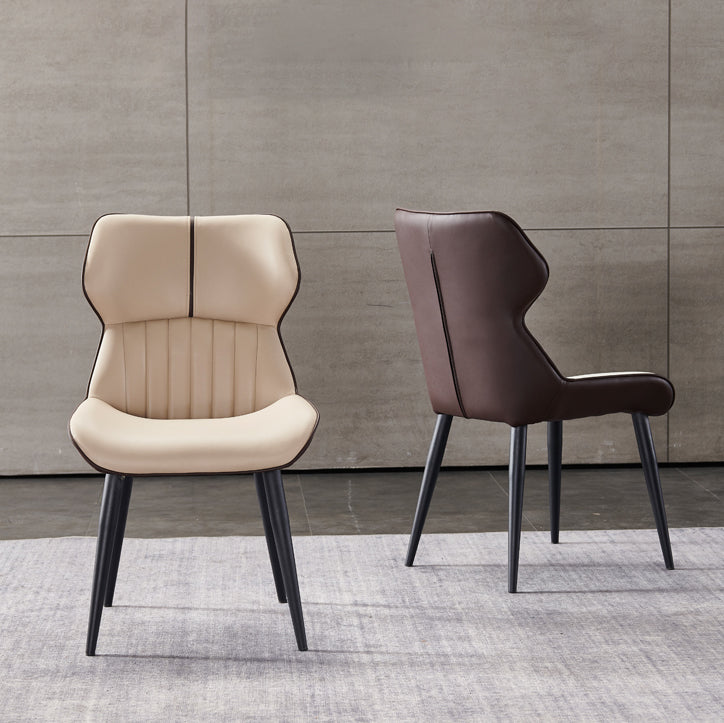 Chaise d'appoint de salle à manger moderne pour la maison, chaises de salle à manger sans accoudoirs en cuir (Ensemble de 2)