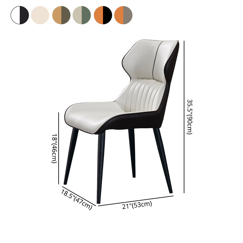 Chaise d'appoint de salle à manger moderne pour la maison, chaises de salle à manger sans accoudoirs en cuir (Ensemble de 2)