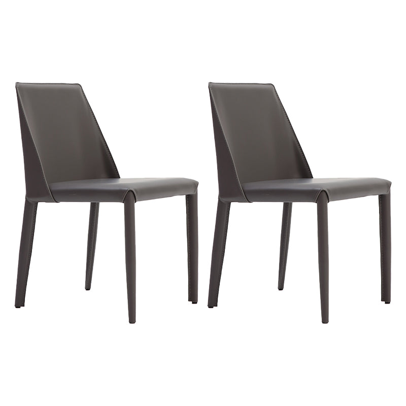 Chaises de salle à manger en cuir de style contemporain Chaises sans accoudoirs à dossier solide pour un usage domestique (Ensemble de 2)