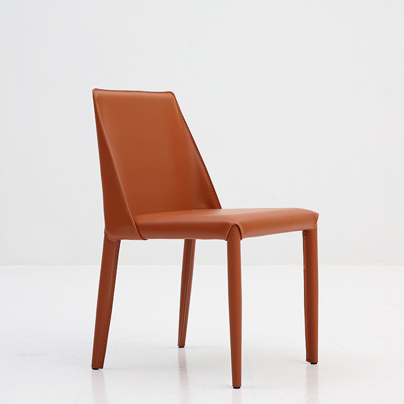 Sillas de comedor de cuero de estilo moderno Sillas sin brazos con respaldo sólido para uso doméstico (juego de 2)