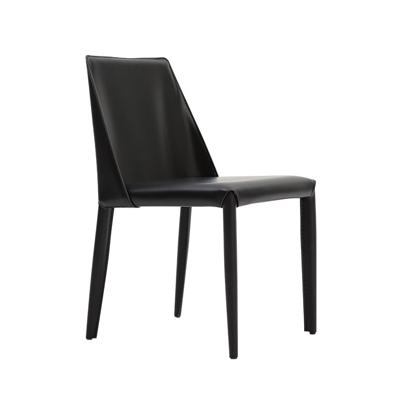 Sillas de comedor de cuero de estilo moderno Sillas sin brazos con respaldo sólido para uso doméstico (juego de 2)
