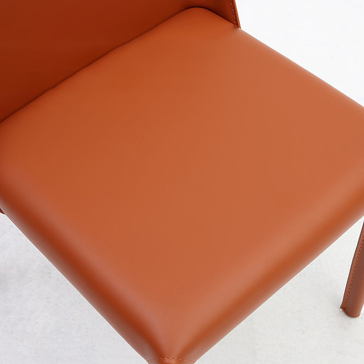 Sillas de comedor de cuero de estilo moderno Sillas sin brazos con respaldo sólido para uso doméstico (juego de 2)