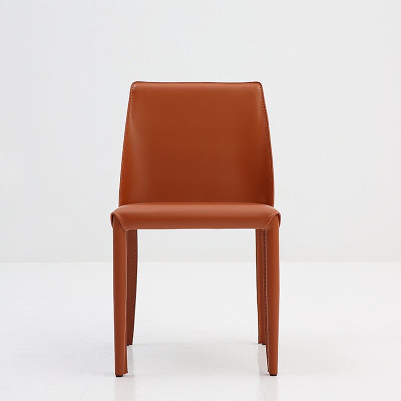 Sillas de comedor de cuero de estilo moderno Sillas sin brazos con respaldo sólido para uso doméstico (juego de 2)