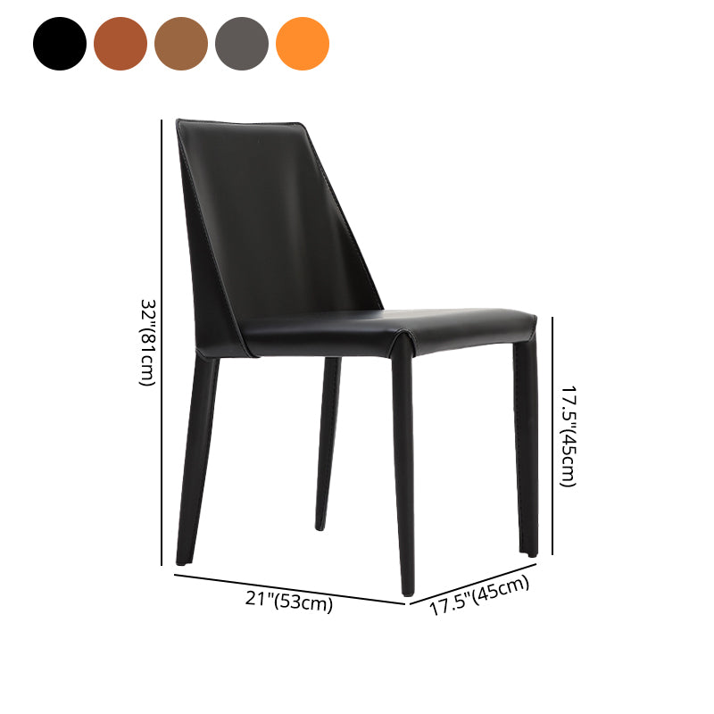 Sillas de comedor de cuero de estilo moderno Sillas sin brazos con respaldo sólido para uso doméstico (juego de 2)