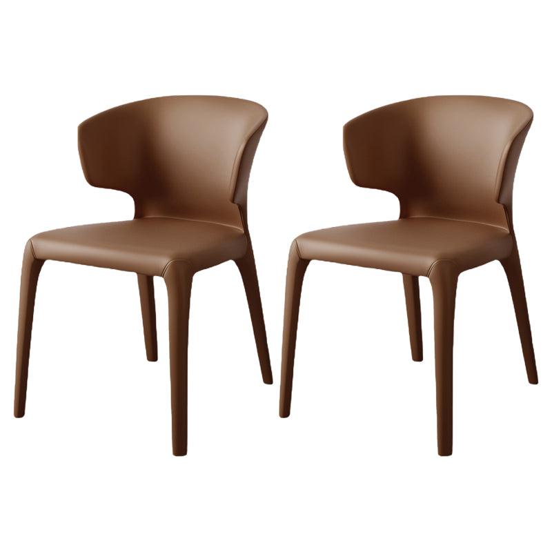 Chaise de salle à manger moderne en cuir avec accoudoirs à oreilles pour usage domestique (Ensemble de 2)