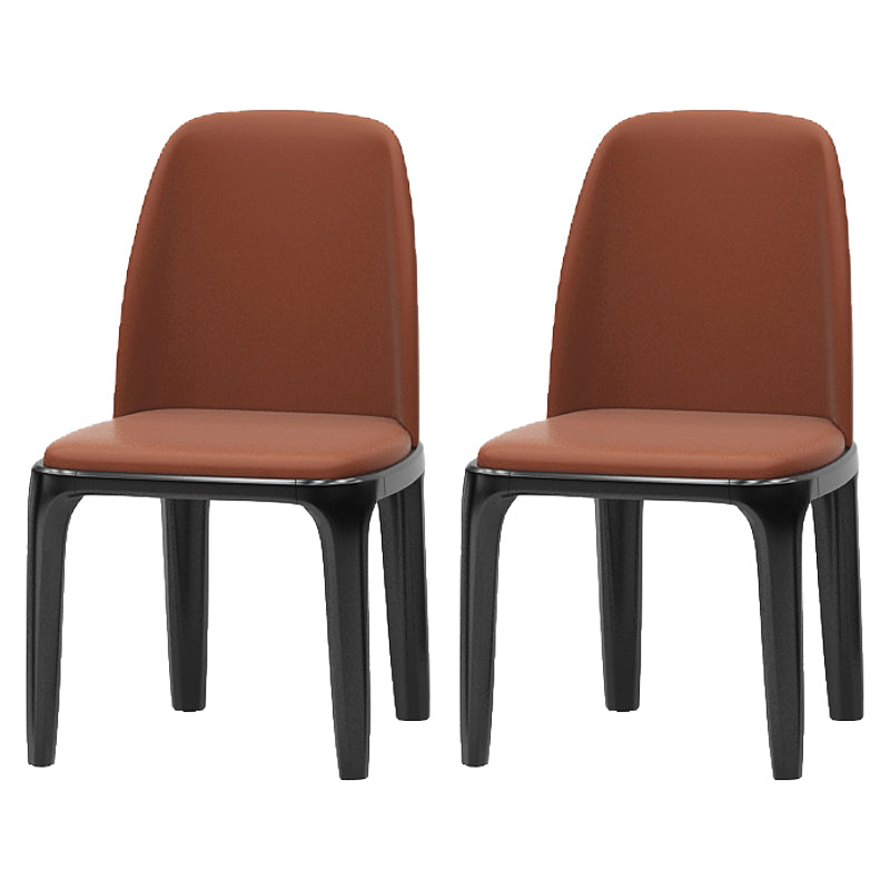 Industriële bijzetstoel Parsons lederen eetkamerstoel met matte afwerking (set van 2)