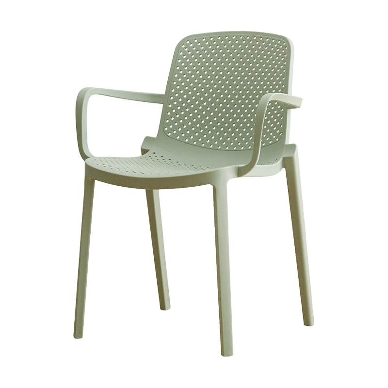 Contemporary Plastic Dining Room Chair Stacking Arm Chair for Restaurant (Set of 4)