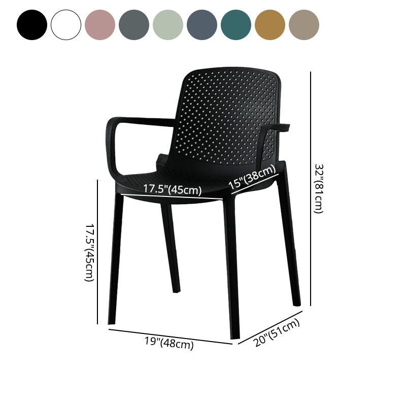 Contemporary Plastic Dining Room Chair Stacking Arm Chair for Restaurant (Set of 4)