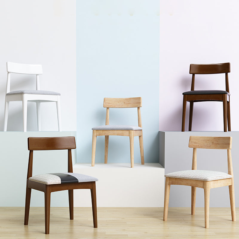 Silla de comedor de madera industrial, silla lateral de comedor tapizada sin brazos con respaldo abierto