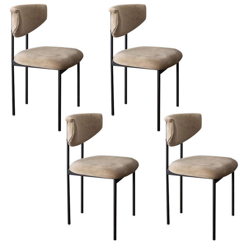 Chaise d'appoint de salle à manger moderne, chaises de salle à manger sans accoudoirs à dossier ouvert avec pieds en métal