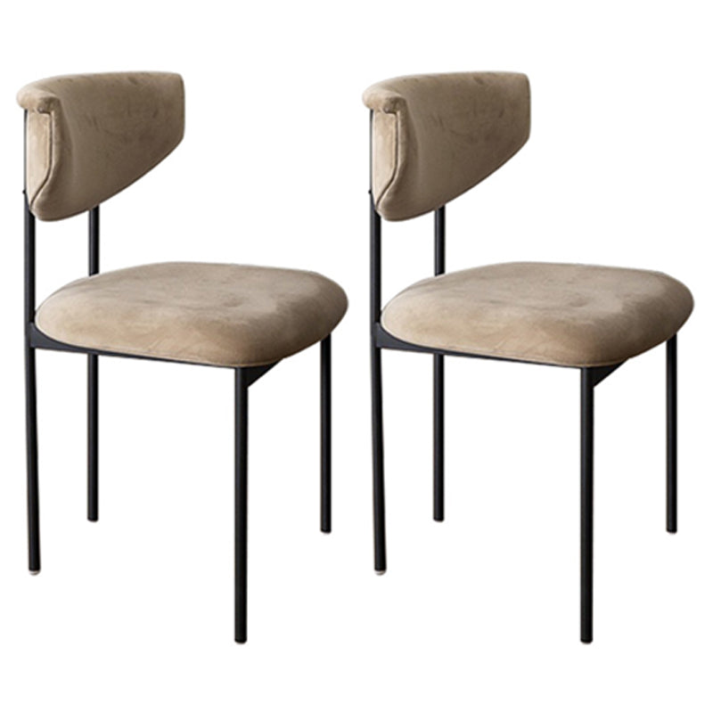 Chaise d'appoint de salle à manger moderne, chaises de salle à manger sans accoudoirs à dossier ouvert avec pieds en métal