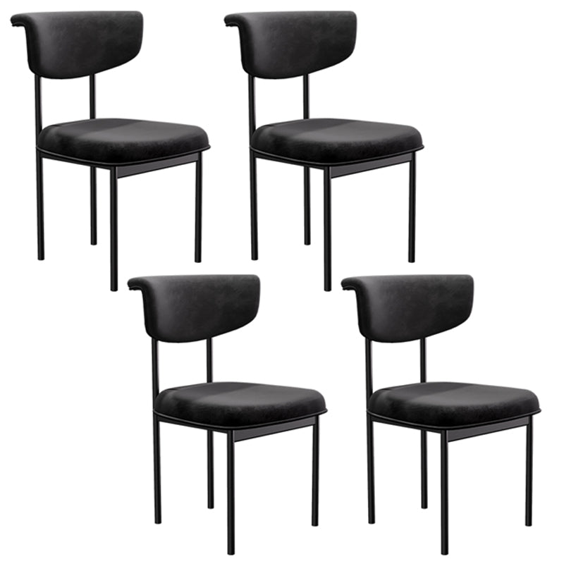 Chaise d'appoint de salle à manger moderne, chaises de salle à manger sans accoudoirs à dossier ouvert avec pieds en métal
