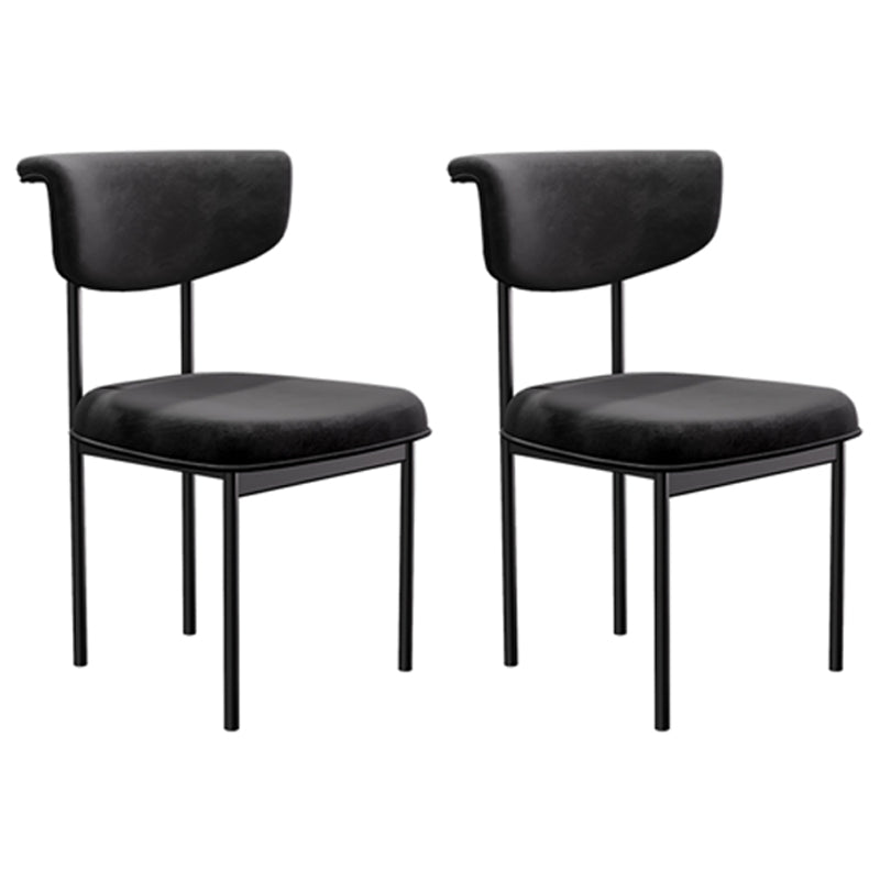 Chaise d'appoint de salle à manger moderne, chaises de salle à manger sans accoudoirs à dossier ouvert avec pieds en métal