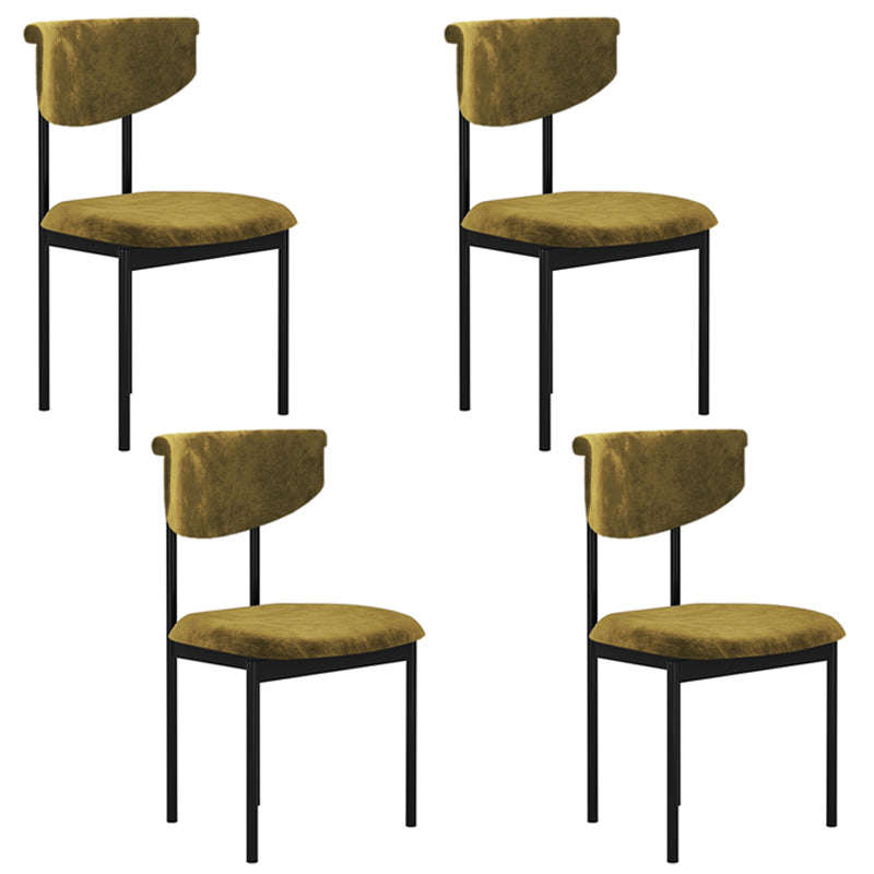 Chaise d'appoint de salle à manger moderne, chaises de salle à manger sans accoudoirs à dossier ouvert avec pieds en métal