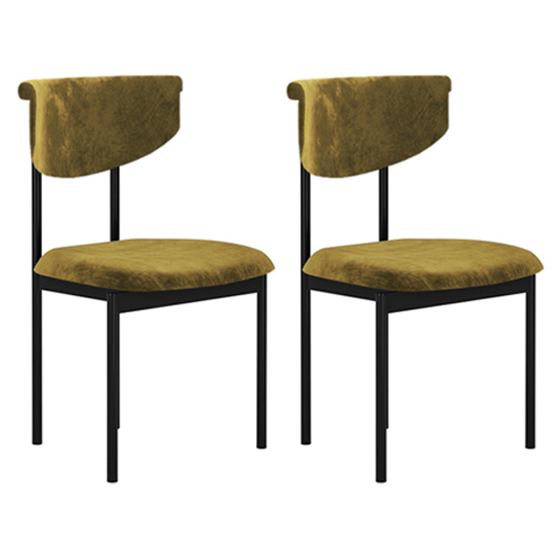 Chaise d'appoint de salle à manger moderne, chaises de salle à manger sans accoudoirs à dossier ouvert avec pieds en métal
