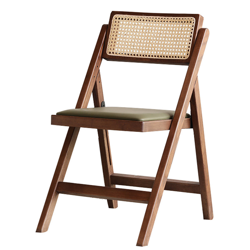 Chaise de salle à manger industrielle en bois, dossier en canne, sans accoudoirs, dos ouvert, chaise latérale de salle à manger simple