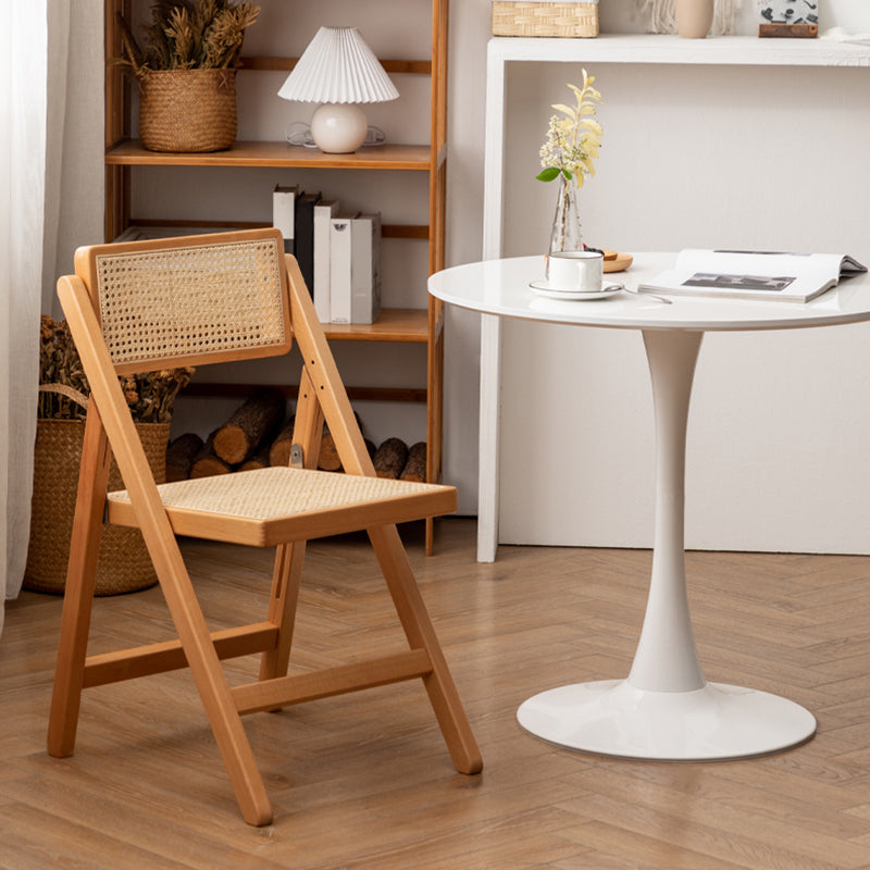 Silla de comedor casera de madera industrial, silla lateral de comedor sin brazos con respaldo abierto y respaldo de caña
