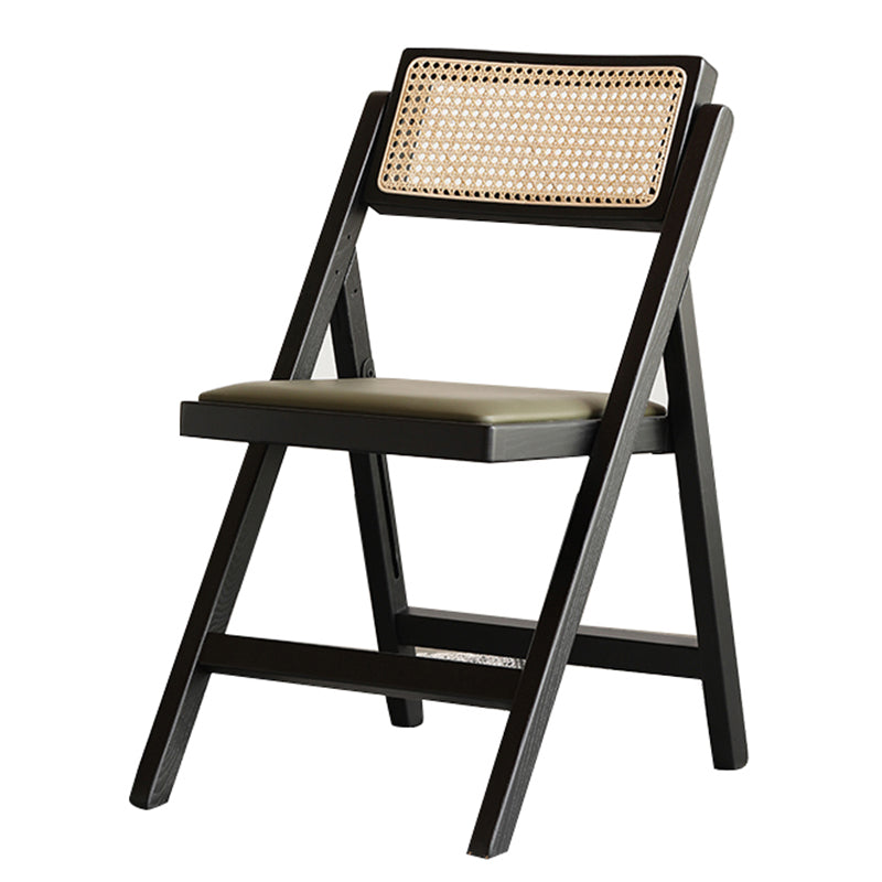 Silla de comedor casera de madera industrial, silla lateral de comedor sin brazos con respaldo abierto y respaldo de caña