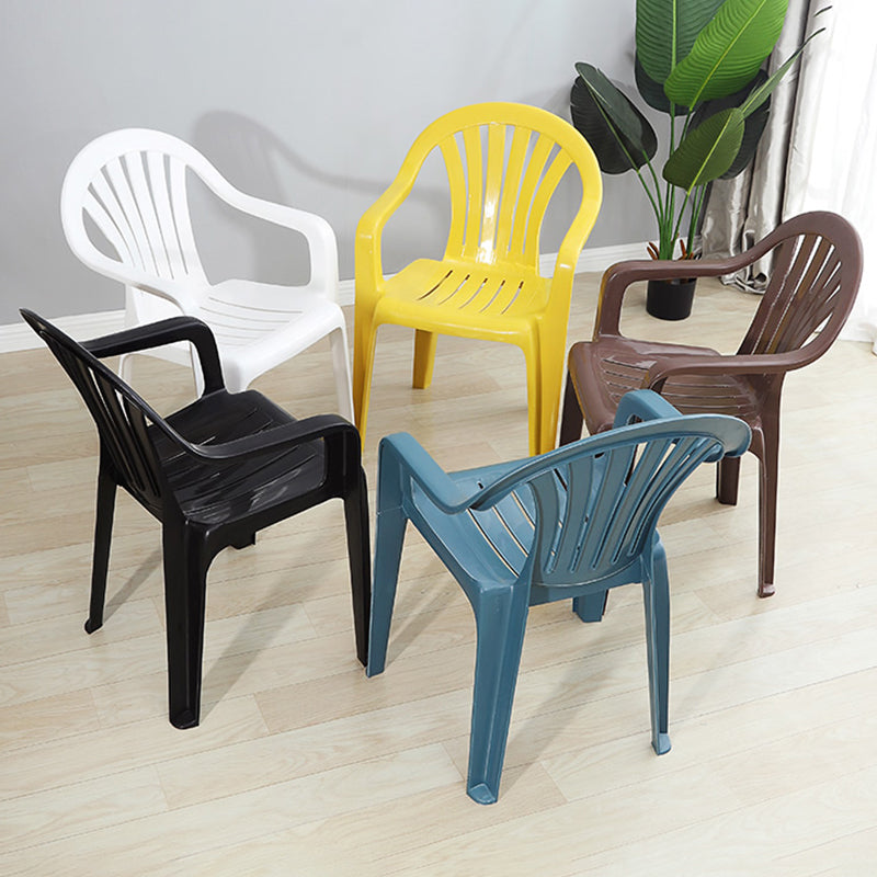 Modern Plastic Dining Arm Chairs Home Stackable Windsor Dining Armchair
