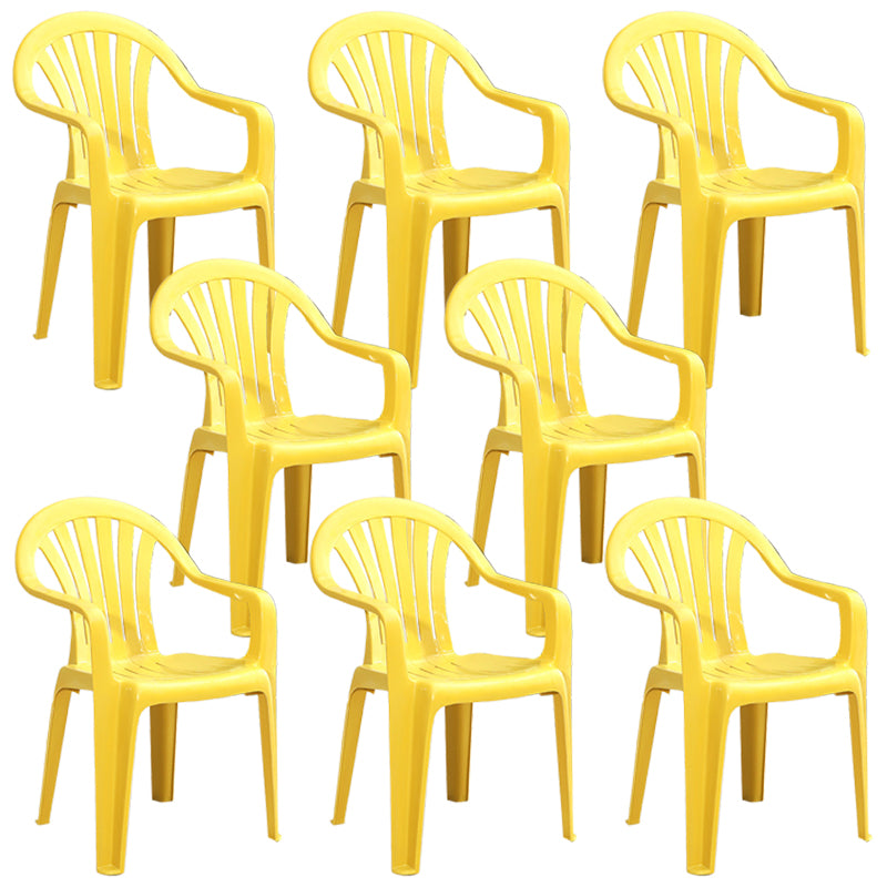 Modern Plastic Dining Arm Chairs Home Stackable Windsor Dining Armchair