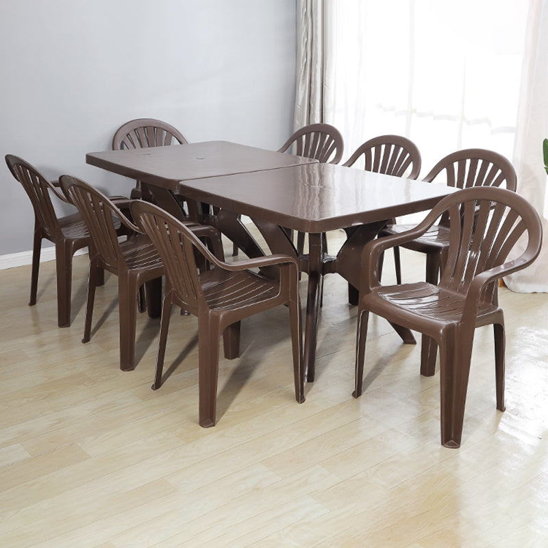 Modern Plastic Dining Arm Chairs Home Stackable Windsor Dining Armchair