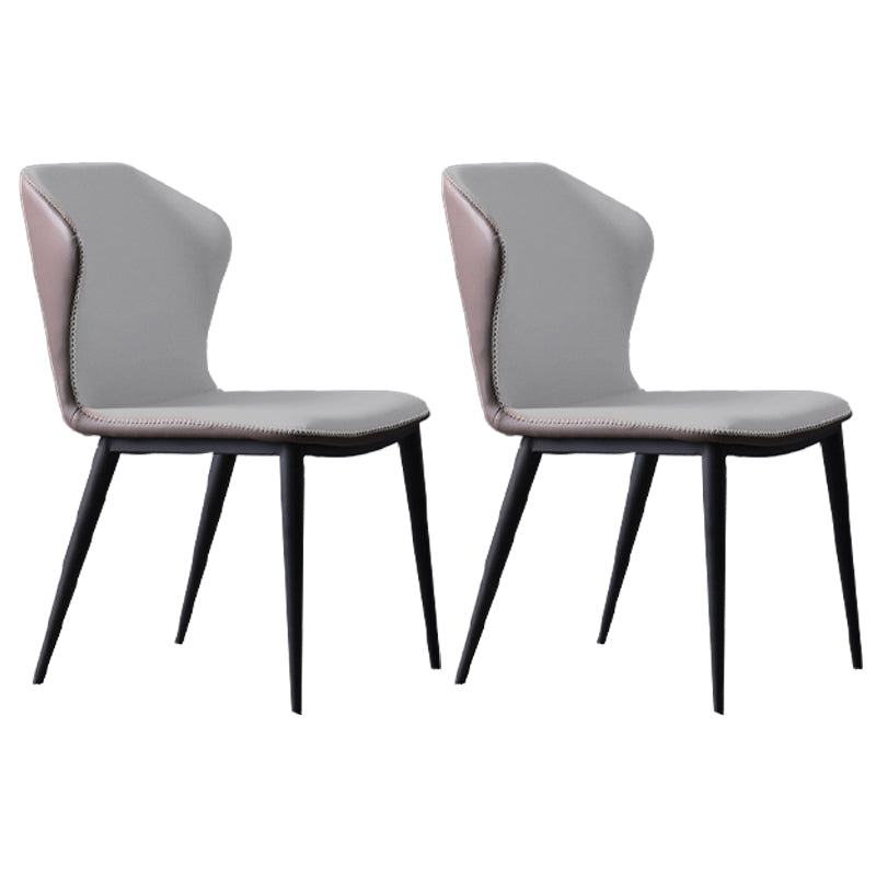 Chaises Parsons à oreilles de style industriel Chaises de salle à manger sans accoudoirs en cuir (Ensemble de 2)