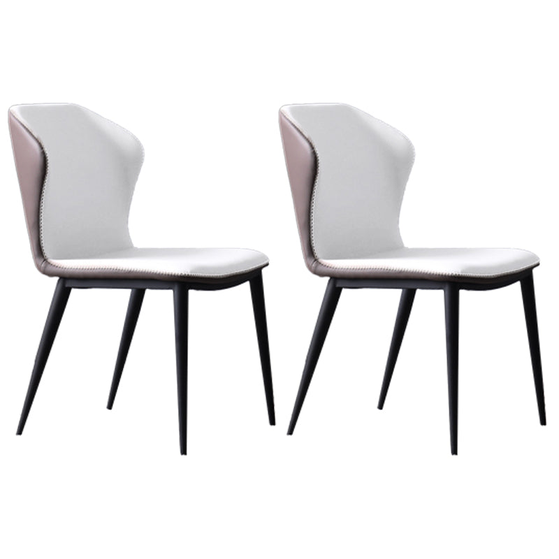 Chaises Parsons à oreilles de style industriel Chaises de salle à manger sans accoudoirs en cuir (Ensemble de 2)